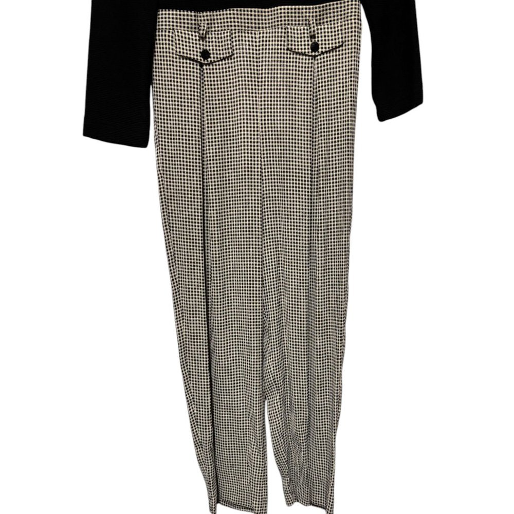 DJ Summers vintage jumpsuit ribbed top B/W plaid bottoms‎ Women's Petite sz 12P - Picture 4 of 10